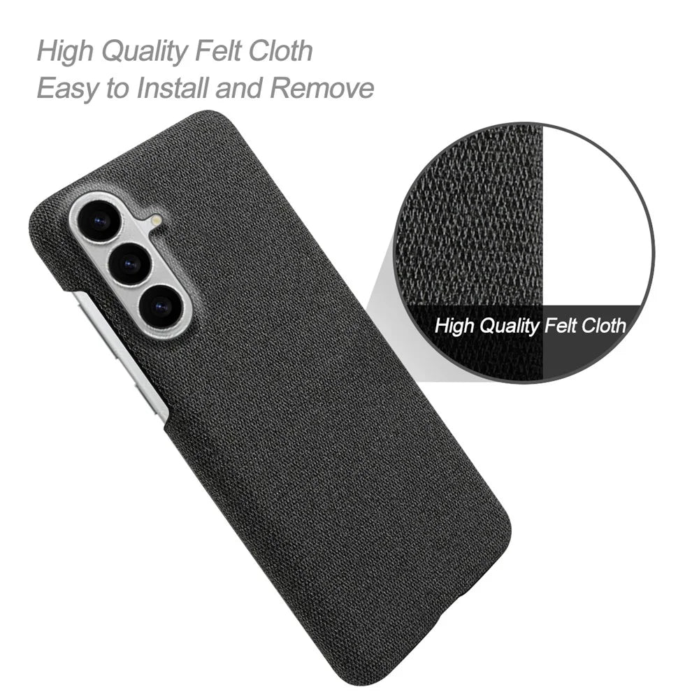 For Samsung Galaxy S26 Phone Case Cloth Texture Anti-Scratch Protective PC Back Cover - Black - 4