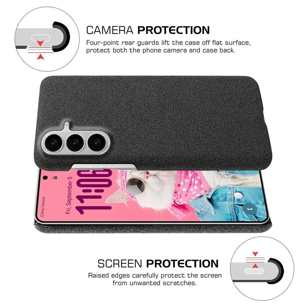 For Samsung Galaxy S26 Phone Case Cloth Texture Anti-Scratch Protective PC Back Cover - Black - 5