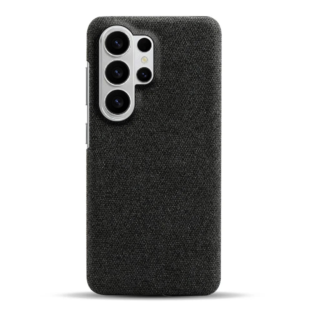 For Samsung Galaxy S26 Ultra Phone Case Cloth Texture Anti-Scratch Protective PC Back Cover - Black - 1