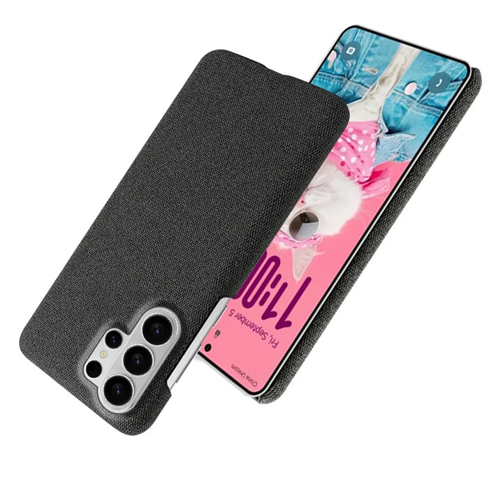 For Samsung Galaxy S26 Ultra Phone Case Cloth Texture Anti-Scratch Protective PC Back Cover - Black - 3