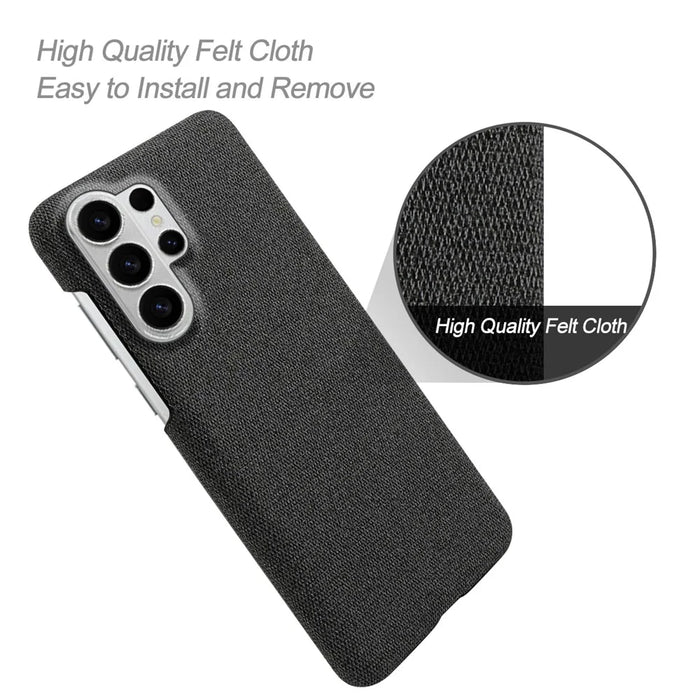 For Samsung Galaxy S26 Ultra Phone Case Cloth Texture Anti-Scratch Protective PC Back Cover - Black - 4