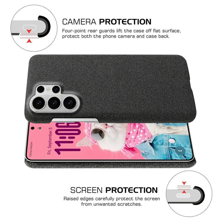 For Samsung Galaxy S26 Ultra Phone Case Cloth Texture Anti-Scratch Protective PC Back Cover - Black - 5