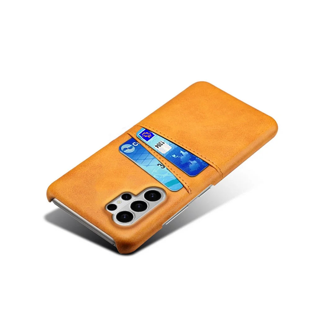 For Samsung Galaxy S26 Ultra Case Dual Card Slots PU Leather + Hard PC Phone Cover - Orange - 3