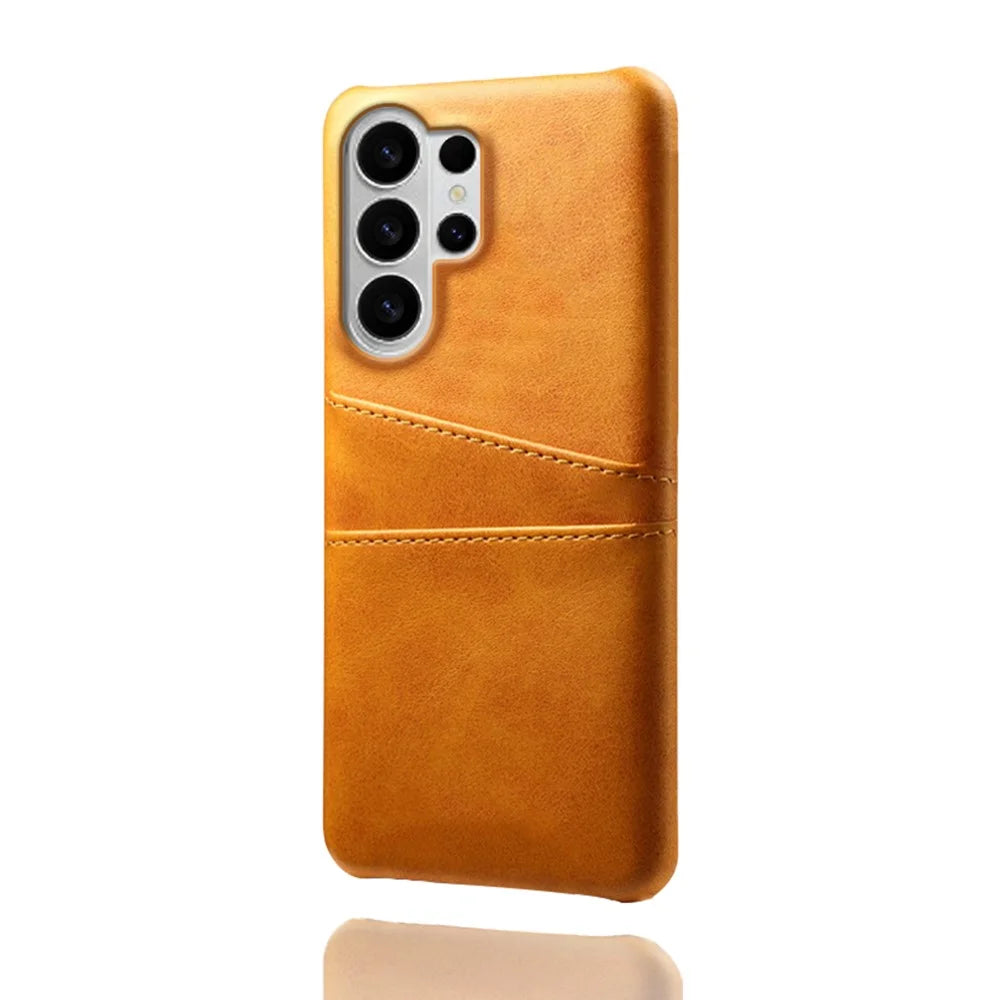 For Samsung Galaxy S26 Ultra Case Dual Card Slots PU Leather + Hard PC Phone Cover - Orange - 4