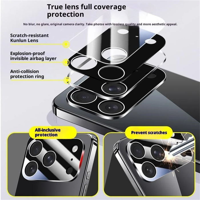 For iPhone 17 Pro Max Case Electroplating PC Phone Back Cover with Camera Lens Protector - Black - 3