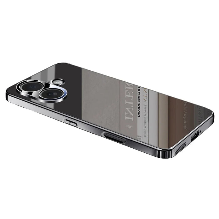 For iPhone 17 Case Electroplating PC Phone Back Cover with Camera Lens Protector - Black - 1