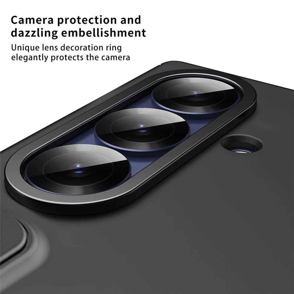 For Samsung Galaxy Z Fold7 5G Case Card Holder Kickstand Wristband PC Phone Cover with Stylus / Pen Slot - Black - 5