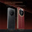 SULADA For Honor Magic V5 5G Magnetic Case Genuine Cow Leather Phone Cover with Tempered Glass Screen Protector - Black - 4