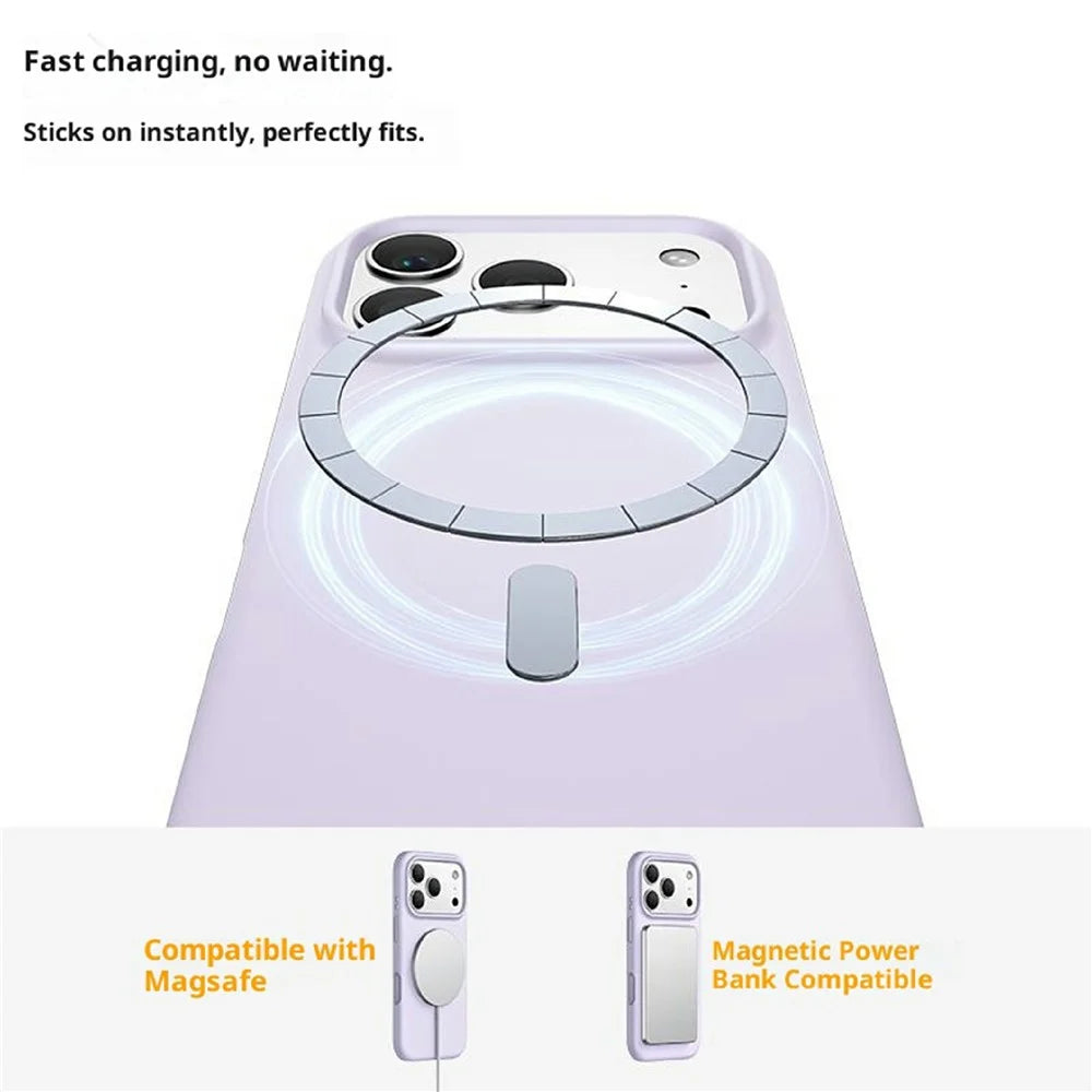 For iPhone 18 Pro Max / 17 Pro Max Magnetic Case PC + Liquid Silicone Anti-Scratch Phone Cover - Purple - 2