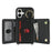 For iPhone 17 Case with Lanyard  /  Mirror  /  Card Holder Grids Pattern RFID Blocking Phone Cover - Black - 2