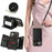 For iPhone 17 Case with Lanyard  /  Mirror  /  Card Holder Grids Pattern RFID Blocking Phone Cover - Black - 5