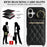 For iPhone 17 Case with Lanyard  /  Mirror  /  Card Holder Grids Pattern RFID Blocking Phone Cover - Black - 6