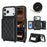 For iPhone 18 Pro / 17 Pro Case with Lanyard  /  Mirror  /  Card Holder Grids Pattern RFID Blocking Phone Cover - Black - 1