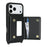For iPhone 18 Pro / 17 Pro Case with Lanyard  /  Mirror  /  Card Holder Grids Pattern RFID Blocking Phone Cover - Black - 3