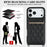 For iPhone 18 Pro Max / 17 Pro Max Case with Lanyard  /  Mirror  /  Card Holder Grids Pattern RFID Blocking Phone Cover - Black - 6