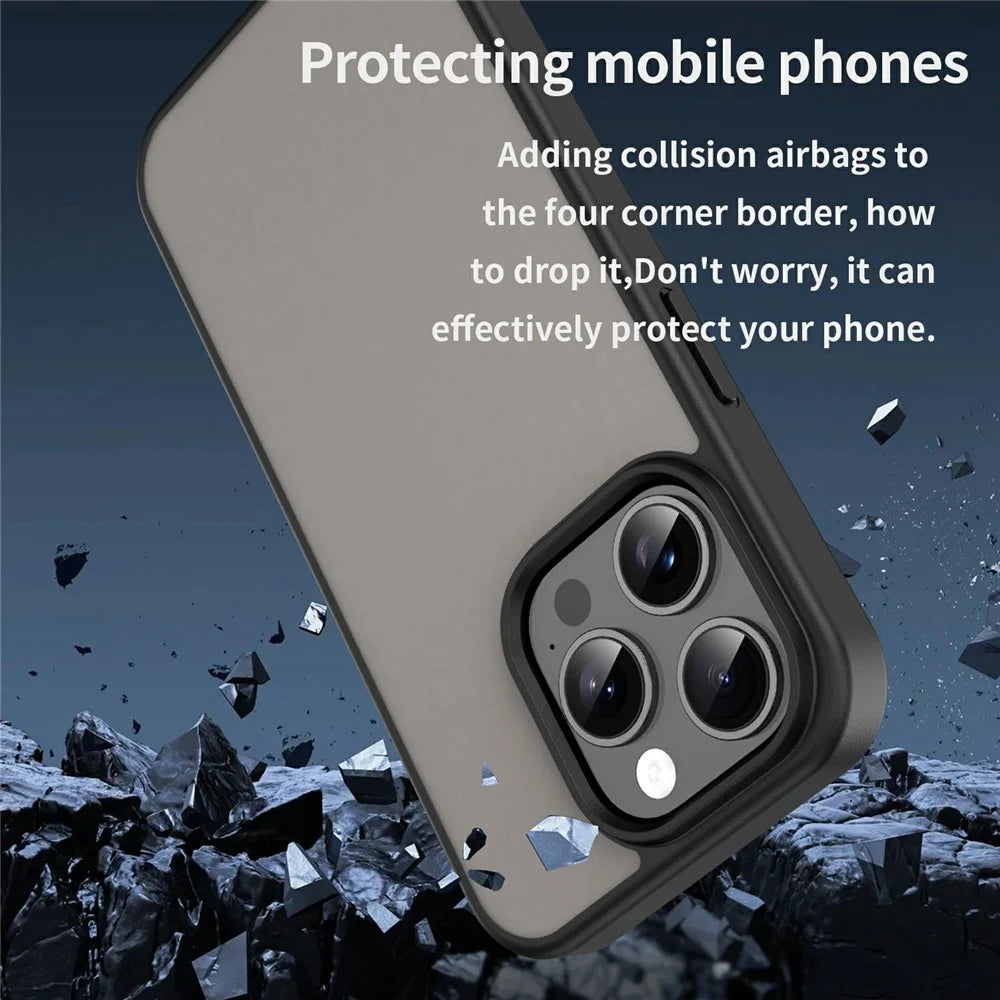 For iPhone 15 Pro Max Case Skin Touch Matte Anti Drop TPU PC Phone Back Cover - Black - 2
