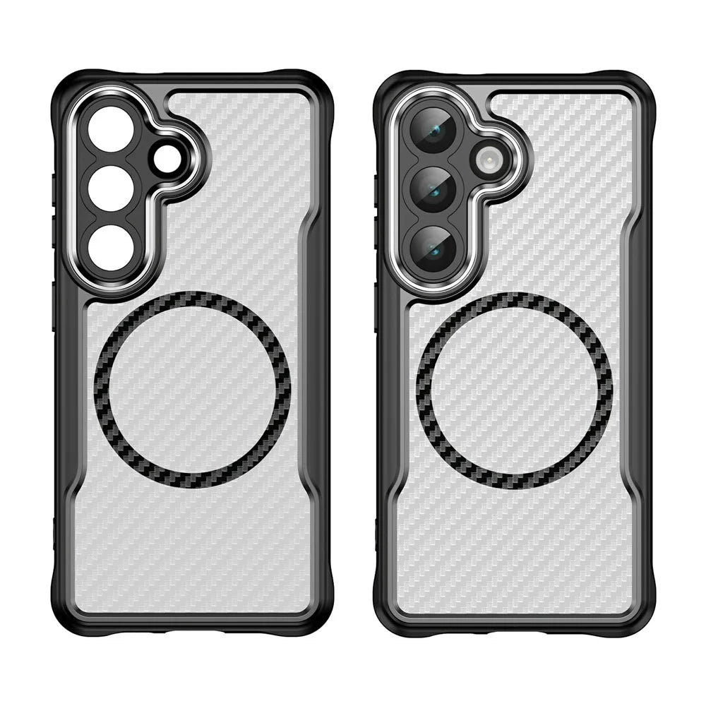 For Samsung Galaxy S26 Magnetic Case Hybrid Phone Cover Carbon Fiber - Black - 2