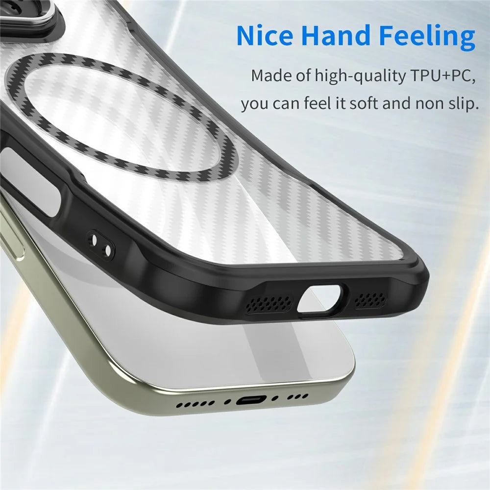 For Samsung Galaxy S26 Magnetic Case Hybrid Phone Cover Carbon Fiber - Black - 3