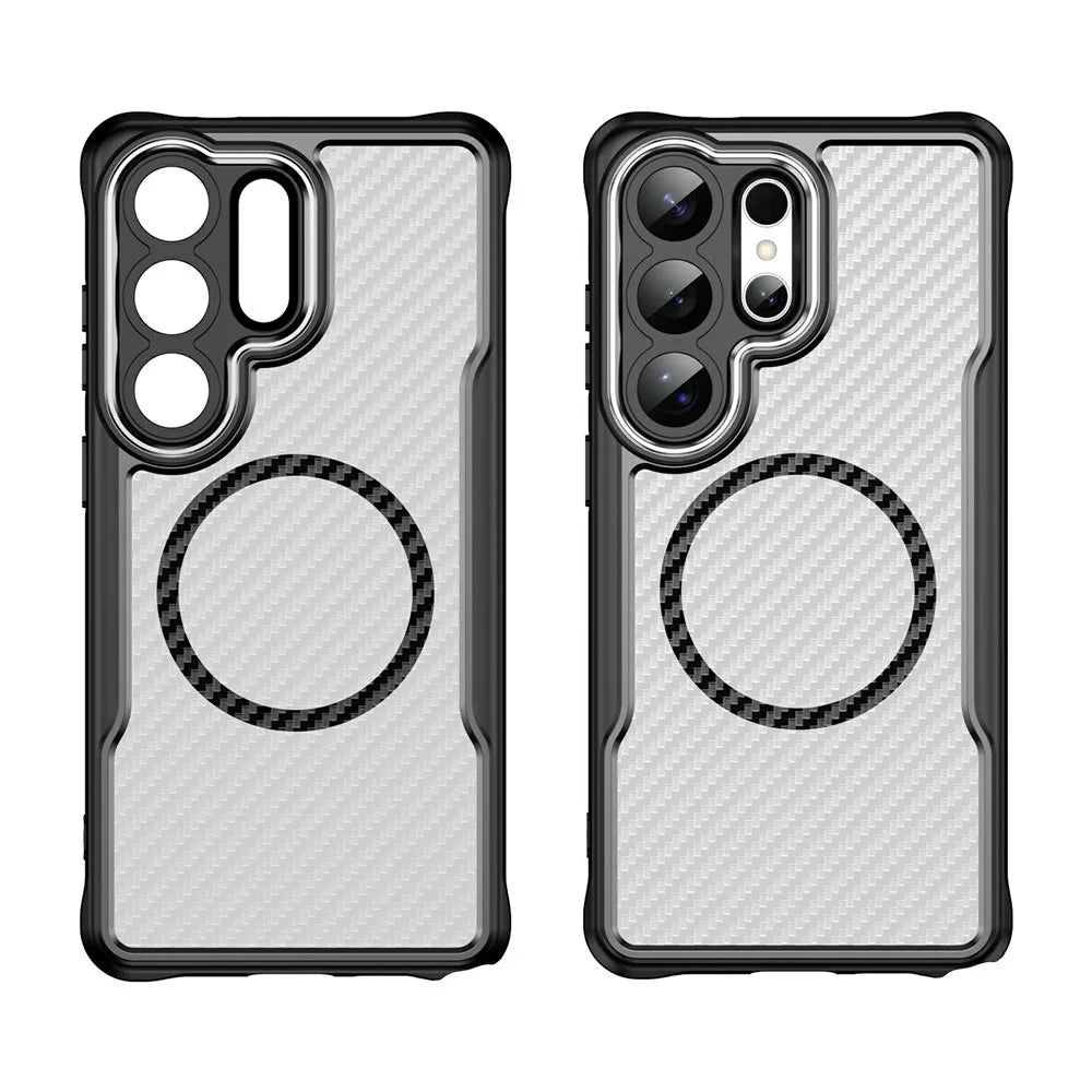 For Samsung Galaxy S26 Ultra Magnetic Case Hybrid Phone Cover Carbon Fiber - Black - 2
