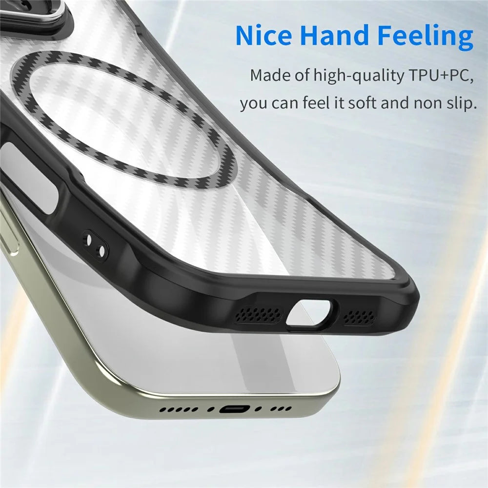 For Samsung Galaxy S26 Ultra Magnetic Case Hybrid Phone Cover Carbon Fiber - Black - 3