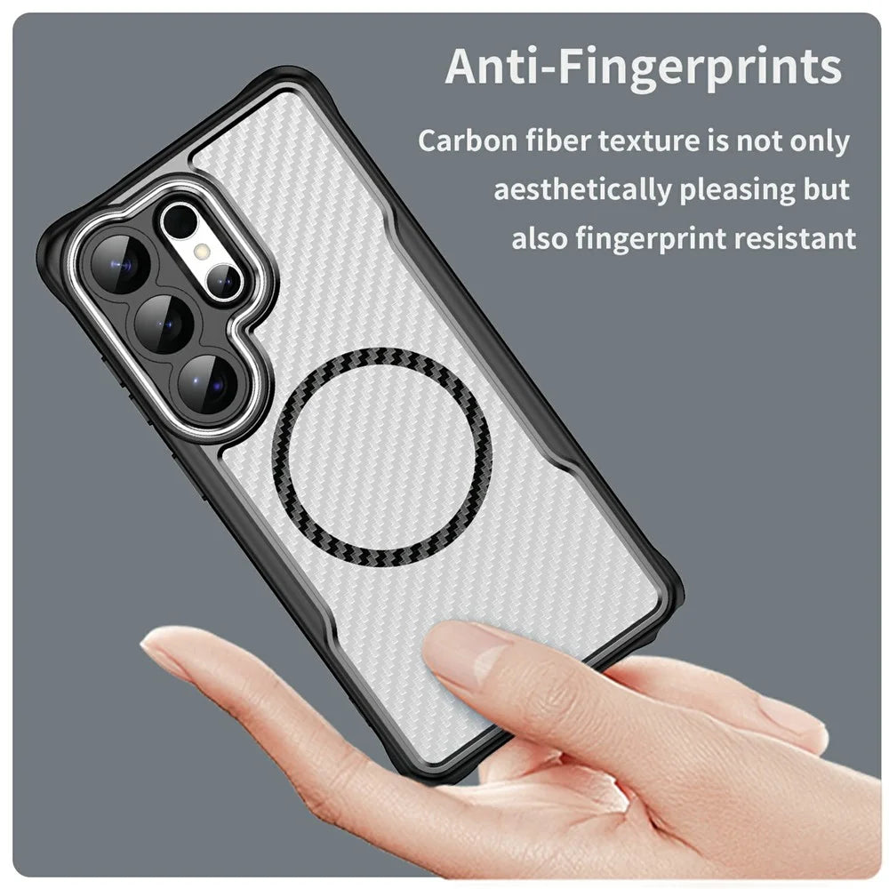For Samsung Galaxy S26 Ultra Magnetic Case Hybrid Phone Cover Carbon Fiber - Black - 4