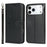 For iPhone 18 Pro Max / 17 Pro Max Case Textured Leather Wallet Phone Cover with Strap - Black - 1