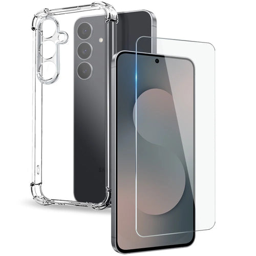 NORTHJO For Samsung Galaxy S25 FE Case Four Corner Shockproof TPU Clear Phone Cover with Tempered Glass - 1