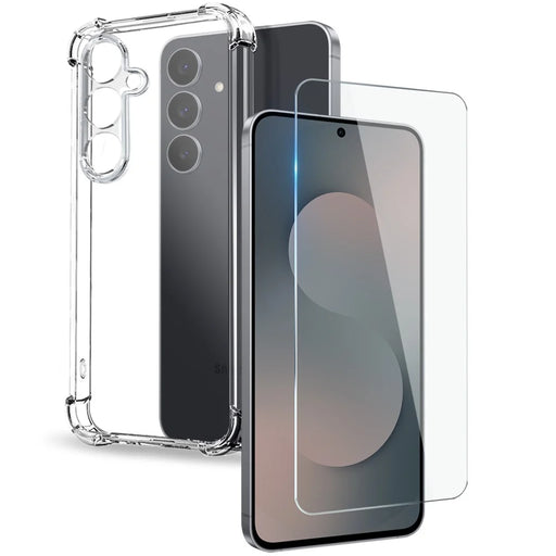 NORTHJO For Samsung Galaxy S25 FE Case Four Corner Shockproof TPU Clear Phone Cover with Tempered Glass - 1