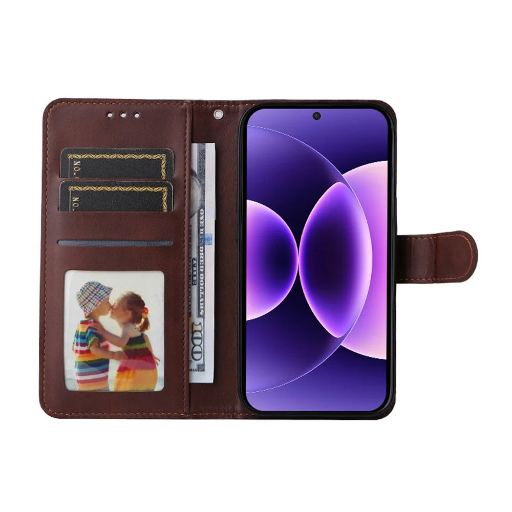 ENKAY HAT PRINCE For Xiaomi 17 Pro Max Wallet Case Calf Texture Leather Phone Stand Cover with Strap and 0.18mm Screen Film (Support Ultrasonic Fingerprint Unlock) - Brown - 2