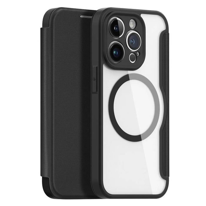 For iPhone 14 Pro Leather Case DUX DUCIS Skin X Pro Series Flip Cover Compatible with MagSafe - Black - 1