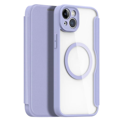 For iPhone 14 Plus Leather Case DUX DUCIS Skin X Pro Series Flip Cover Compatible with MagSafe - Purple - 1