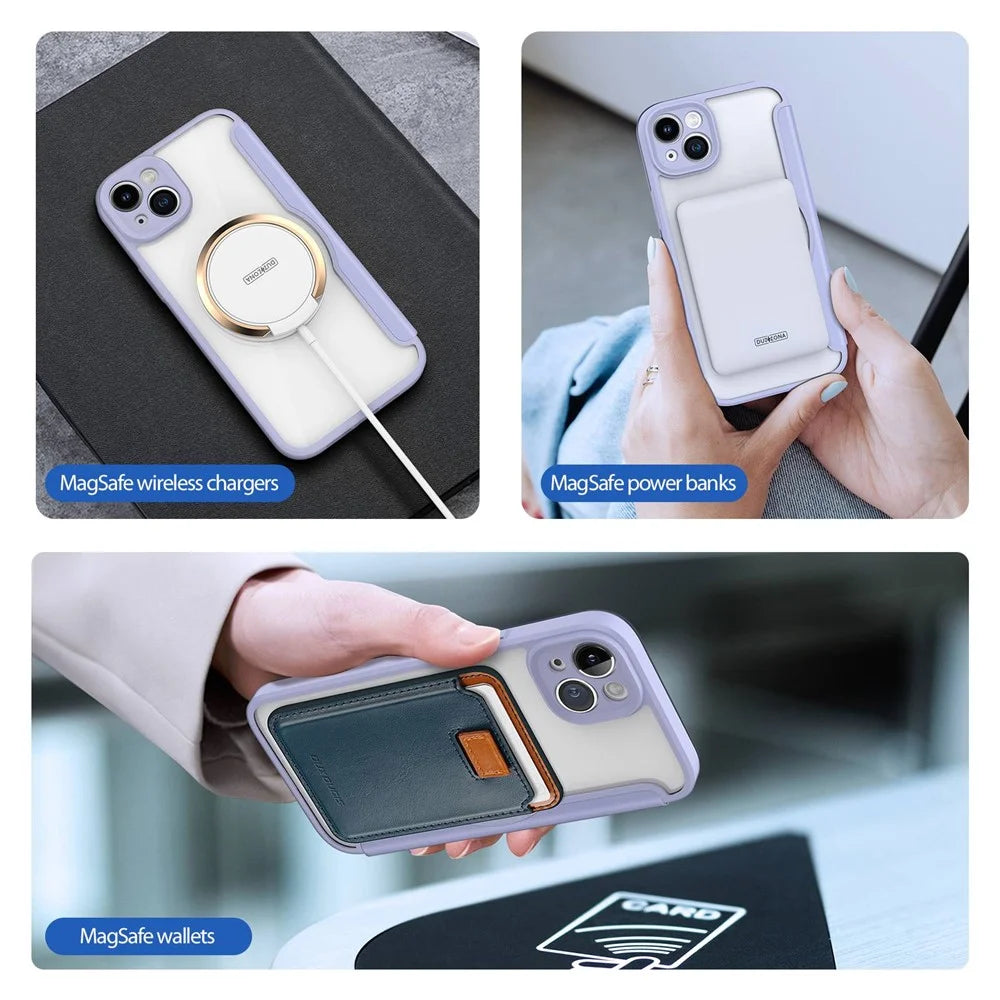 For iPhone 14 Plus Leather Case DUX DUCIS Skin X Pro Series Flip Cover Compatible with MagSafe - Purple - 5