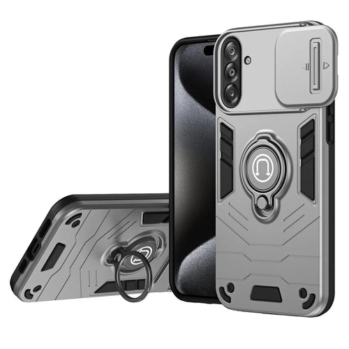For Samsung Galaxy A18 5G / A18 4G / A17 5G / A17 4G Case Slide Camshield Kickstand PC + TPU Phone Cover - Grey - 1