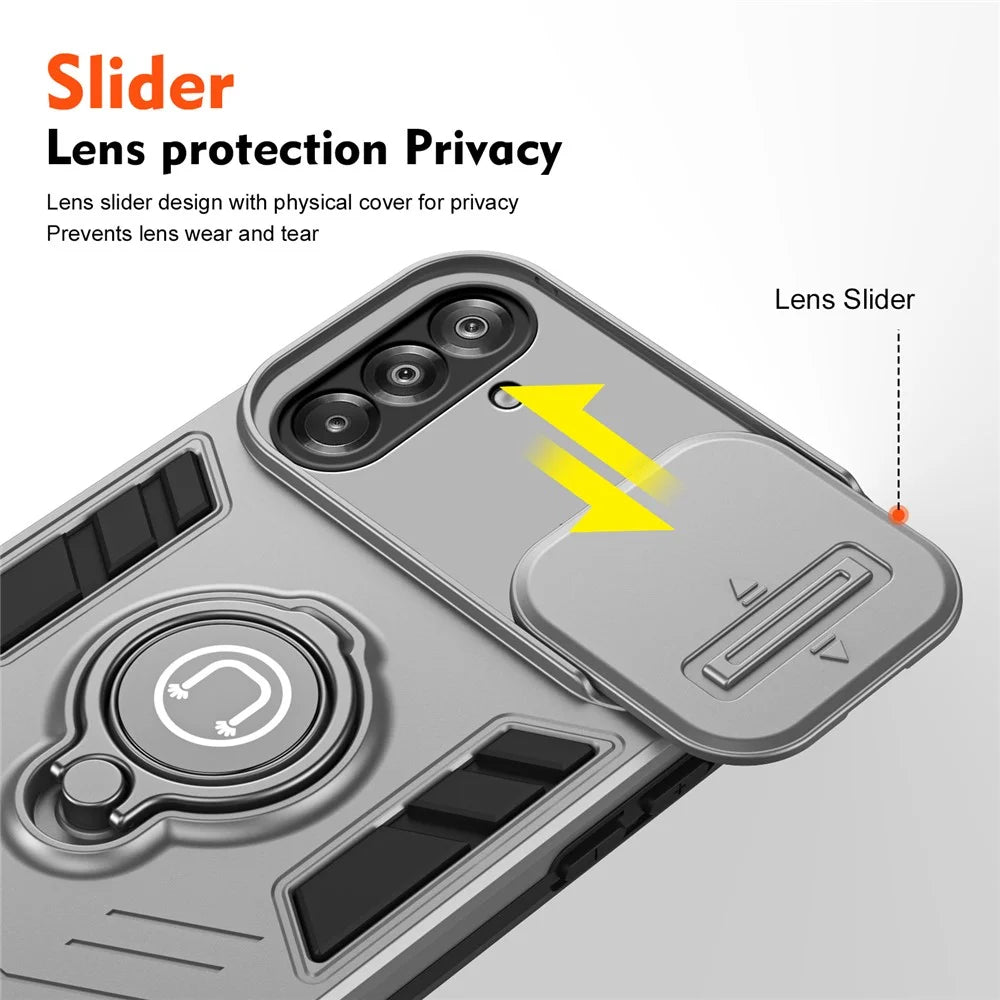 For Samsung Galaxy A18 5G / A18 4G / A17 5G / A17 4G Case Slide Camshield Kickstand PC + TPU Phone Cover - Grey - 2