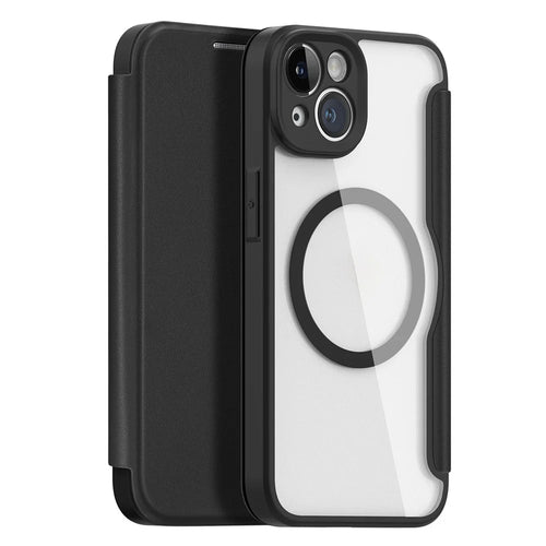 For iPhone 14 PU Leather Case DUX DUCIS Skin X Pro Series Flip Cover Compatible with MagSafe - Black - 1