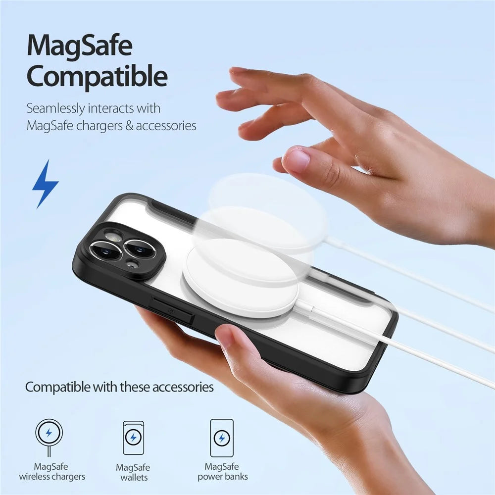 For iPhone 14 PU Leather Case DUX DUCIS Skin X Pro Series Flip Cover Compatible with MagSafe - Black - 3