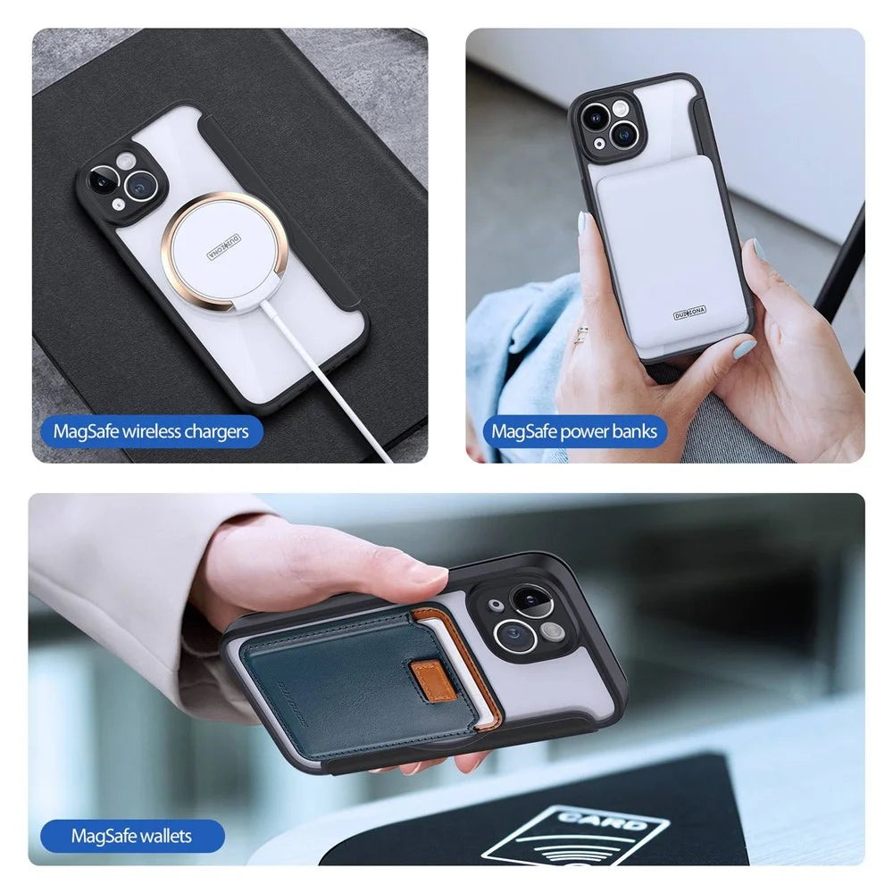 For iPhone 14 PU Leather Case DUX DUCIS Skin X Pro Series Flip Cover Compatible with MagSafe - Black - 5