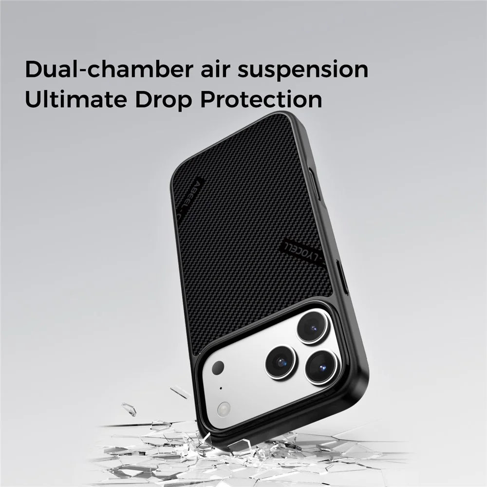 ABEEL CF-Lyocell Series For iPhone 18 Pro / 17 Pro Case Compatible with MagSafe Microfiber + PC + E-TPU Phone Cover - No.1 - 3