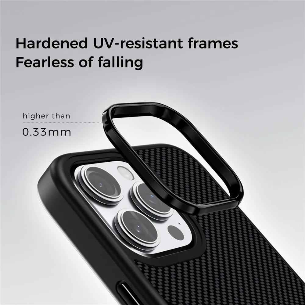 ABEEL CF-Lyocell Series For iPhone 15 Pro Case Compatible with MagSafe Microfiber + PC + E-TPU Phone Cover - No.1 - 4