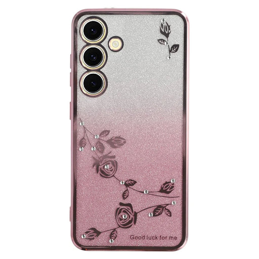 KADEM For Samsung Galaxy S25 FE Case Flower TPU Flexible Gradient Phone Cover - Rose Gold - 1