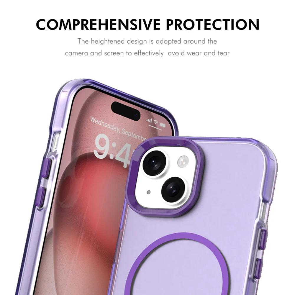 ENKAY HAT PRINCE For iPhone 14 Plus Case with 9H Tempered Glass   PC TPU Phone Cover Compatible with MagSafe - White - 4