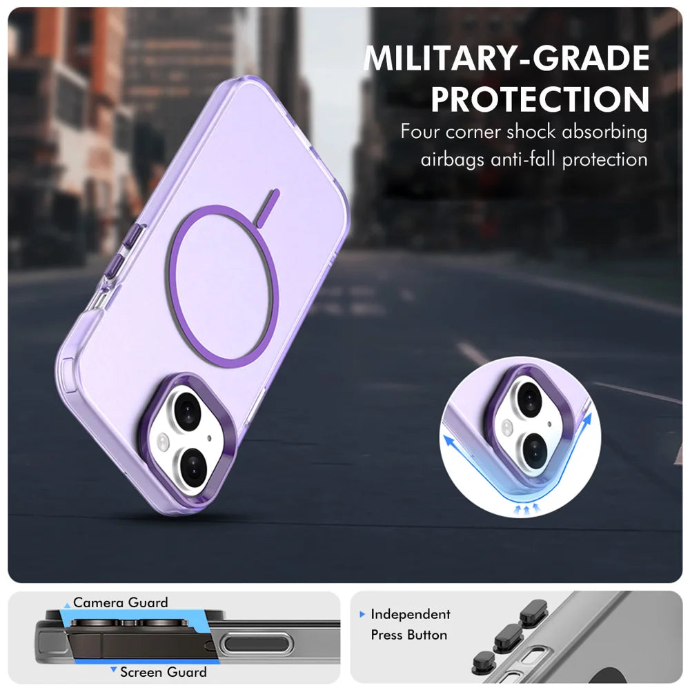 ENKAY HAT PRINCE For iPhone 15 Plus Case with 9H Tempered Glass   PC TPU Phone Cover Compatible with MagSafe - White - 5