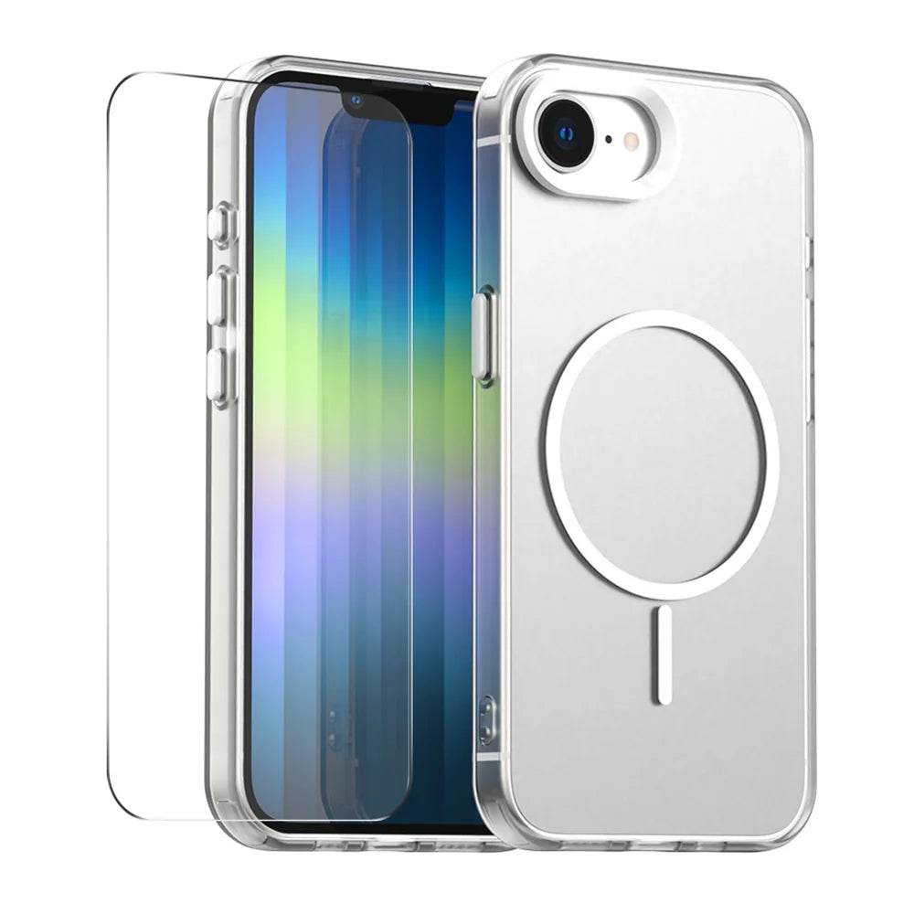 ENKAY HAT PRINCE For iPhone 17e / 16e Case with 9H Tempered Glass   PC TPU Phone Cover Compatible with MagSafe - White - 1