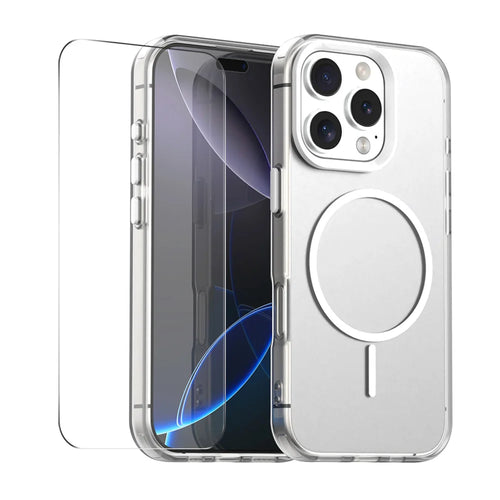 ENKAY HAT PRINCE For iPhone 16 Pro Case with 9H Tempered Glass   PC TPU Phone Cover Compatible with MagSafe - White - 1