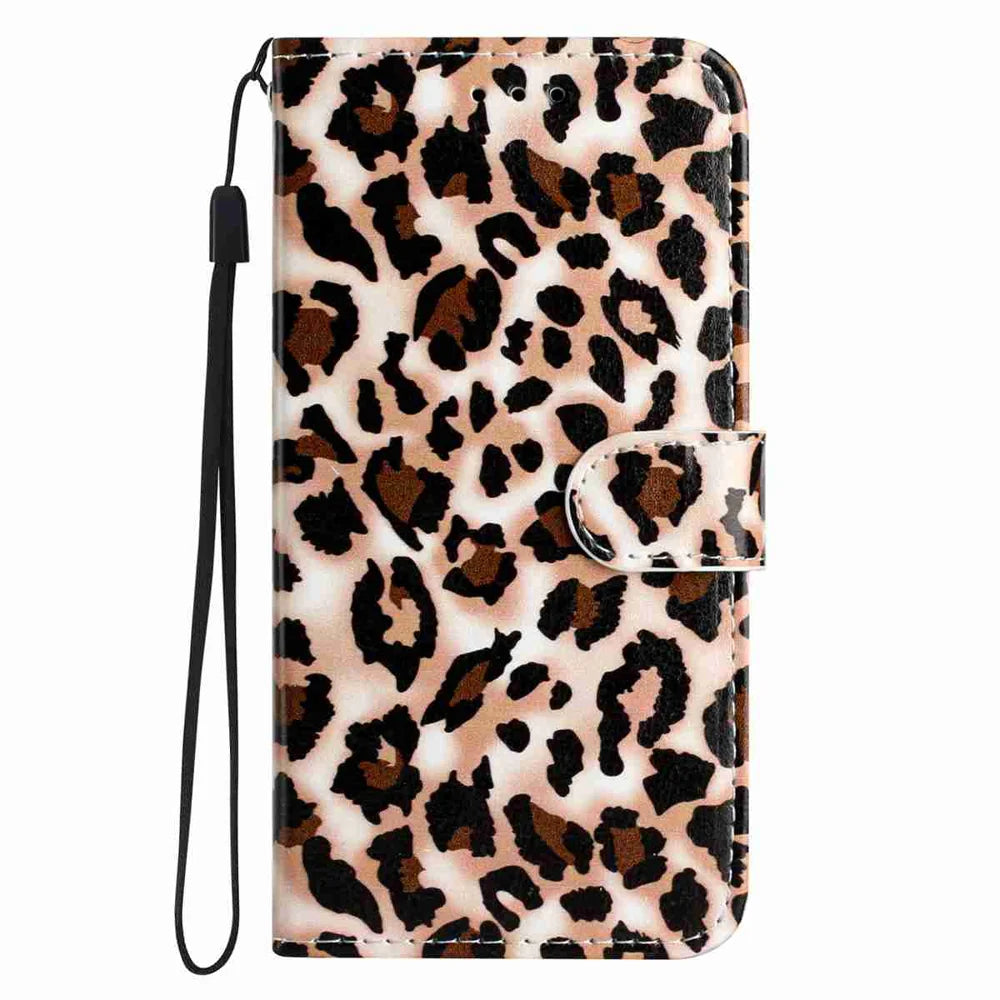 For Samsung Galaxy S26 Ultra Wallet Case  Printed Pattern PU Leather Stand Phone Cover with Strap - Leopard Print - 3