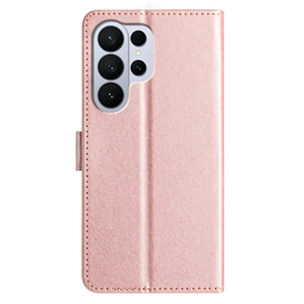 For Samsung Galaxy S26 Ultra Wallet Case Leather Folio Phone Cover Magnetic Clasp - Rose Gold - 2