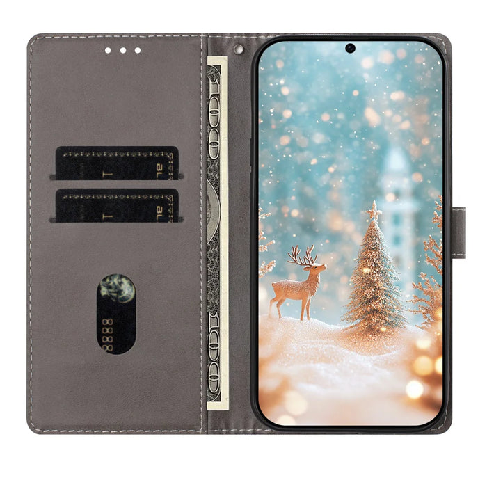 For iPhone 18 Pro / 17 Pro Case Christmas Themed Pattern Printing PU Leather Wallet Phone Cover with Wrist Strap - Santa Claus - 6