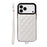 For iPhone 18 Pro Max / 17 Pro Max Case Card Bag Kickstand Leather Coated TPU Phone Cover with Wrist Strap - White - 2