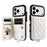 For iPhone 18 Pro / 17 Pro Case Card Bag Kickstand Leather Coated TPU Phone Cover with Wrist Strap - White - 1