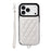For iPhone 18 Pro / 17 Pro Case Card Bag Kickstand Leather Coated TPU Phone Cover with Wrist Strap - White - 2